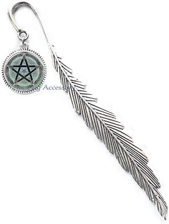 Pentagram Bookmarker Bookmark Gothic Pentagram Colar Feminino Pentacle Star Glass Bookmarker Five Pointed Star,AE0016