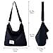 Fanspack Women's Canvas Hobo Handbags Simple Casual Top Handle Tote Bag Crossbody Shoulder Bag Shopping Work Bag (Black-Original Design)