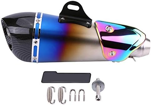 Duokon 51mm Set of Motorcycle Exhaust Muffler, Fashion Blue Universal Slip on Exhaust Muffler Rear Pipe Tailpipe