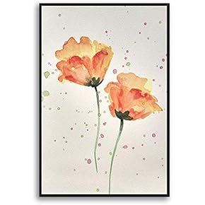 Framed Canvas Home Artwork Decoration Watercolor Painting Canvas Wall Art for Living Room, Bedroom - 16x24 inches