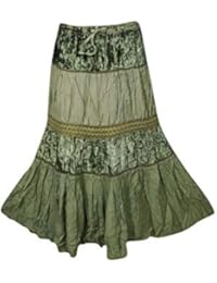 Woman's Long Maxi Skirt Tiered Rayon Boho Gypsy Medieval Skirts S