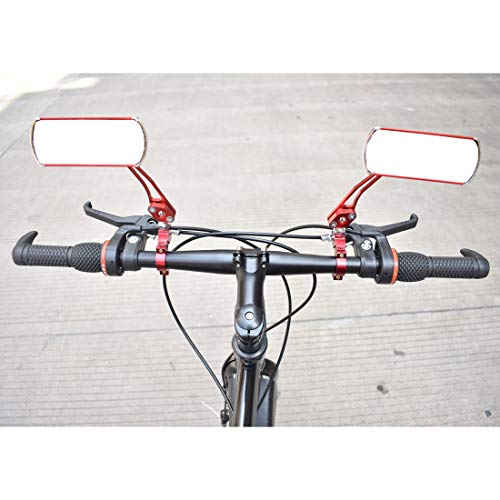 ELCYCO Bicycle Bike Mirror Handlebar Mount Aluminum Bike Rearview Mirrors Adjustable & Rotatable 360 Degree Handlebar Mount Glass Mirror (Red) - Thumbnail 6