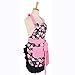 G2PLUS Cotton Kitchen Apron with Pocket, Adjustable Cooking and Baking Apron for Women, Floral Chef Apron for BBQ, Housewarming Gift, Farmhouse Kitchen Decor (Pink + Black)