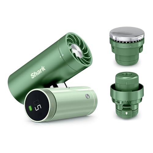 Shark ChillPill 3-in-1-Hochgeschwindigkeits-Handventilator-, Sprühnebel- und InstaChill-System, mit 3 Kühlaufsätzen, reisefreundliches Design, Matcha FA022EUGN