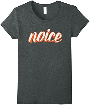 Womens Noice Funny T-Shirt | Orange Distressed Script Small Dark Heather