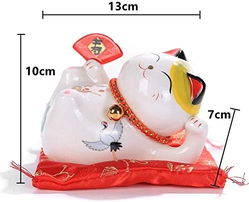 YOTATO 4 inch Ceramic Sculptures Maneki Neko Statues Lucky Cat Money Box Cat Ornament Piggy Bank Feng Shui Craft Gift
