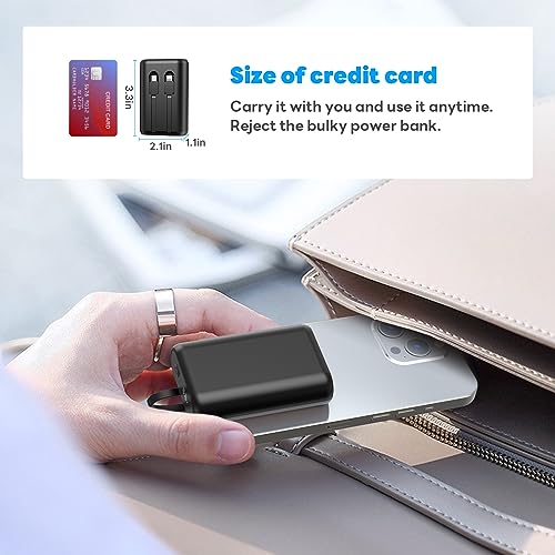 OHZHAO Portable Phone Charger 12000mAh with Built-in Cables, LED Display, Fast Charging Ultra Compact Portable Charger Power Bank, Battery Pack for iPhone 15/14/13/12 Series,Samsung/Google/LG/iPad etc