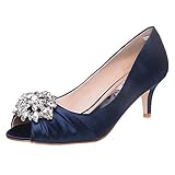 SheSole Womens Heels Rhinestone Wedding Party Shoes Dress Pump Navy Blue US 9