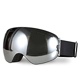 Hicool Pro Unisex Ski Snow Skate Snowboard Snowmobile Goggle with Mirrored Lens - Anti-Fog UV Protection Detachable Wide Spherical Goggle Lens