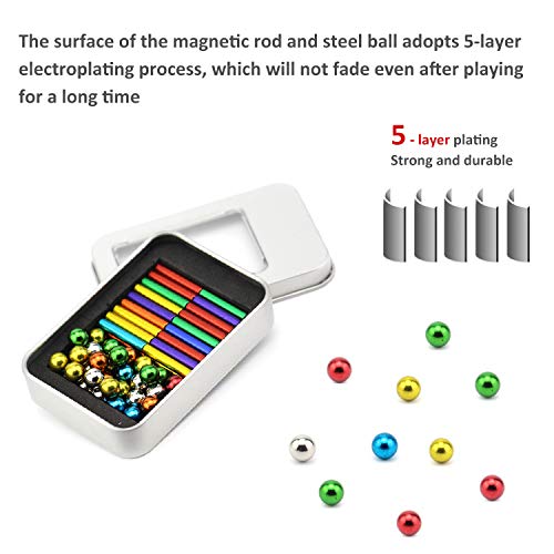 Xtozon 63 Pices Multiple Colors Magnetic Sculpture Blocks Fidget Gadget Toys, Blocks Building Set for Stress Relief, Office and Home Desk Decor, Cool Stuff for Adult (Multicolored, 63 Pieces)