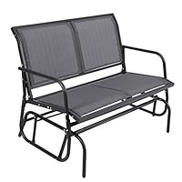YU YUSING Outdoor Glider Chair for 2 Person, Patio Swing Garden Loveseat, Rocking Seating Textilene & Stable Steel Frame (Dark Grey)