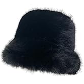 Winter Fluffy Faux Fur Plush Bucket Hat for Women Fuzzy Warm Fisherman Cap Outdoor Thick Winter Hat for Ladies