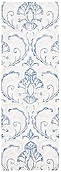SAFAVIEH Micro-Loop Collection 2'3" x 7' Ivory/Blue
