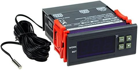 bayite DC 12V Fahrenheit Digital Temperature Controller 10A 1 Relay with Sensor