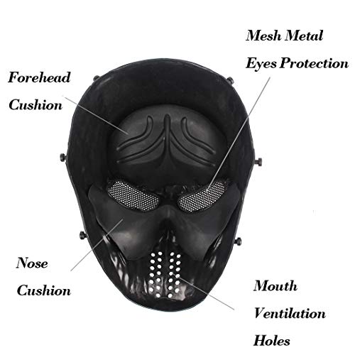 Anyoupin Paintball Mask,Skull Full Face Airsoft Mask with Mesh Army