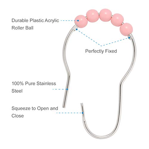 image for Amazer Shower Curtain Hooks Rings, Stainless Steel Shower Curtain Ring