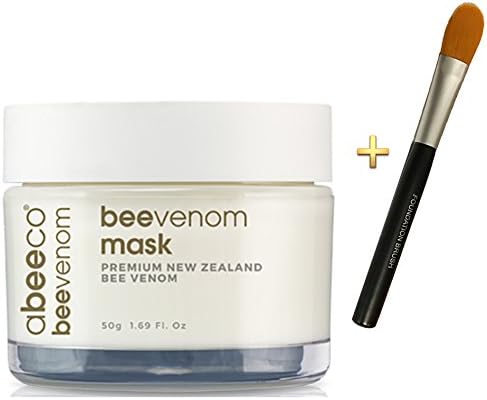 Abeeco Pure New Zealand Bee Venom Cream mask with Active Manuka Honey 50g. with Deluxe Foundation Brush - Anti-Wrinkle Cream to Restore Skin Elasticity &amp; Rejuvenate the skin. Paraben Free.