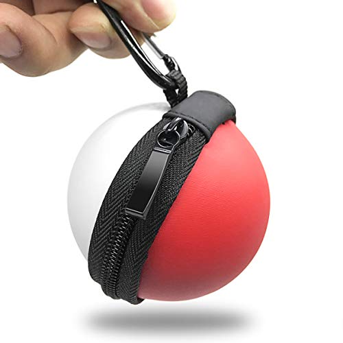 Portable Carrying Case for Nintendo Switch Pokemon Ball Plus Controller, 2in1 Accessory Bag for Pokemon Lets Go Pikachu Eevee Game for Nintendo Switch Carrying Case+Silicone Cover (White Red)