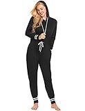 Ekouaer Womens Onesie One Piece Pajamas Zip Front Hooded Jumpsuit