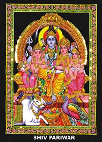 Rastogi Handicrafts Cotton cloth Tapestry 40" X 30" Poster Size Tapestry (SHIV PARIVAR-G)
