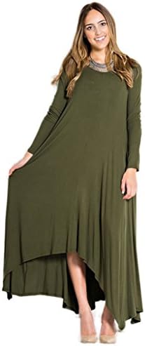 Women's Long Loose Casual Asymmetrical Oversize Handkerchief Hem Jersey Maxi Dress (Made In The USA)