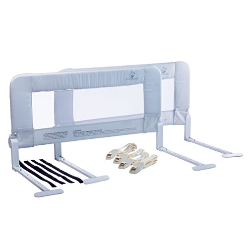 Toddler Bed Rail Guard for Convertible Crib, Kids Twin, Double, Full Size Queen & King (White-Reg-2 pack)