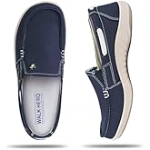 Womens Slip On Shoes - Casual Boat Loafers Shoes for Women with Arch Support - Plantar Fasciitis Canvas Sneakers for Daily Walking