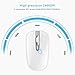cimetech Rechargeable Wireless Mouse for Laptop, 2.4G Computer Mouse Cordless Optical Mice, Slim Quiet Wireless Mouse with USB Nano Receiver, 5 Adjustable DPI 2400/2000/1600/1200/800 (White&Sliver)