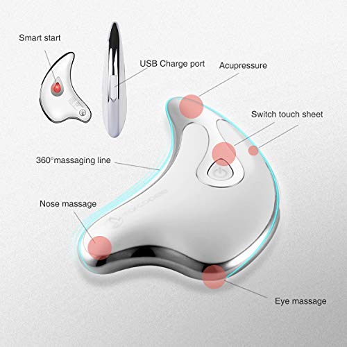 MARCOPELE Eye Massager 45℃ Heat & Vibration Face Massager Gua Sha Scraping Massager Tool for Anti-Aging Anti-Wrinkles Lifting Firming Scraping Instrument (Gold)