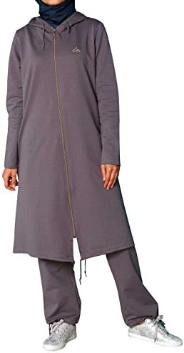 Lilly, Women's zippered track suit with hoody for Hijabi Women (12, Lavender)