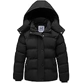 KVE Girl's Hooded Warm Winter Coat Quilted Thicken Puffer Jacket with Removable Hood