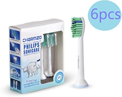 Charmzo Sonicare Toothbrush Heads 6 Pack-Replacement for Philips Electric Sonic Care Tooth Brushes Dental HX 6014 ProResults, Platinum, EasyClean, DiamondClean, FlexCare, Gum Health models