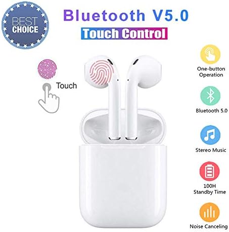 Bluetooth Headset,Touch Wireless Earbuds HiFi Headset in-Ear Headphone Noise Reduction Headset,Sports Portable Wireless Bluetooth Earphones for Apple Airpods Android/iPhone