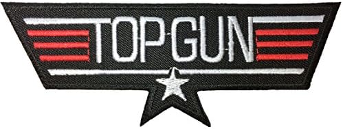 TOP GUN US USA NAVY Fighter Pilot Military Sew Iron on Patch - Black (IRON-TOP-GUN-BLACK)
