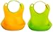 Baby Bibs Waterproof Silicone Bib - Rubber Bib for Kids - Toddler Feeding Pocket Girls Boys Unisex - Set of 2 colors (Green/Yellow) + bonus Sponge!