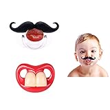 2Pcs Funny Teeth And Mustache Pacifier,Cute