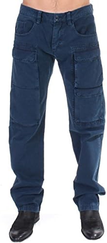 GF Ferre Blue Cotton Cargo Casual Pants