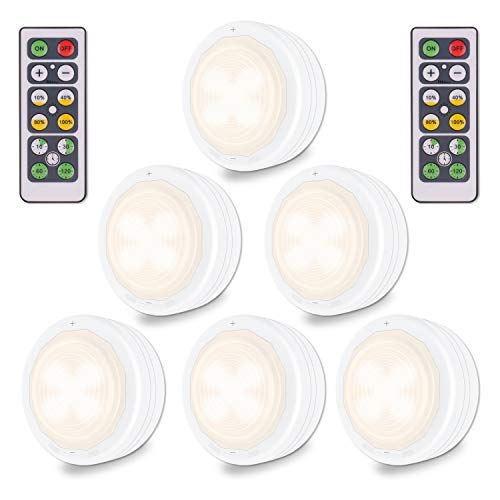 Schrankleuchten WOWGO Kabinett Beleuchtung Unterbauleuchten, drahtloses batteriebetriebenes LED Nachtlicht mit Fernbedienung für Küchen, Treppen, Kabinett und Garderobe