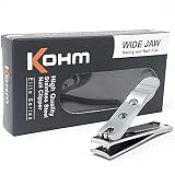 Kohm WHS-440L Heavy Duty, Curved Blade, Wide Jaw Toenail Clippers for Thick Nails, Large Nail Clippers for Men, Seniors, Women, Nail Clipper with File