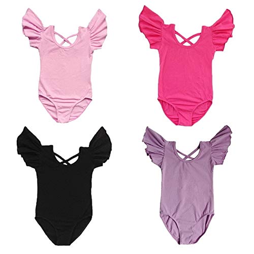 BeesClover 2018 4 Colors Girls Gymnastics Suit Skate Competition Clothes Toddler Kids Gymnastic Leotards Unitards Dance Wear SZ 3-14 Years Purple 12A - Thumbnail 2