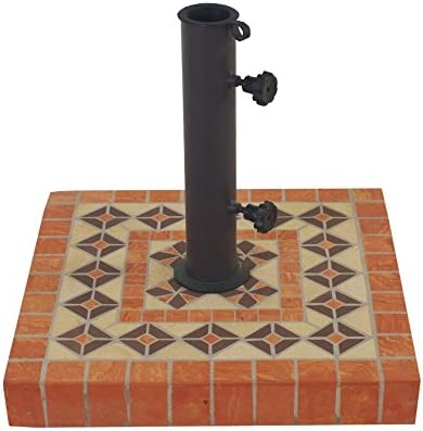 Outdoor Interiors Square Terra Cotta Mosaic with Umbrella Base