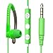 MAXROCK (TM) 3.5mm Jack Stereo Sport Headphones with Flexible Earhook Build-in Microphone and Remote Control (Green)