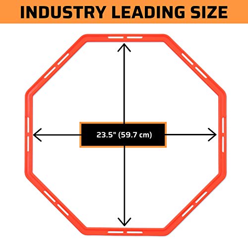 OCT-X PRO 12 Octagon 24" Agility Rings / Agility Grid Training for Foot Speed, Vertical Jumping, Soccer, Football, Baseball, Basketball / Exercise Ladder Training Set / Drill Guide & E-Book