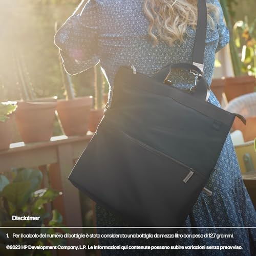 Borsa-Zaino Convertibile in Tracolla, Adatta per PC fino a 14,1" di Diagonale, Creata con Plastica Riciclata, Tasca dotata di Blocco RFID, Resistente all'Acqua, 18 L, Nera