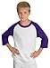 SPORT-TEK Youth Colorblock Raglan Jersey, White/Purple, M