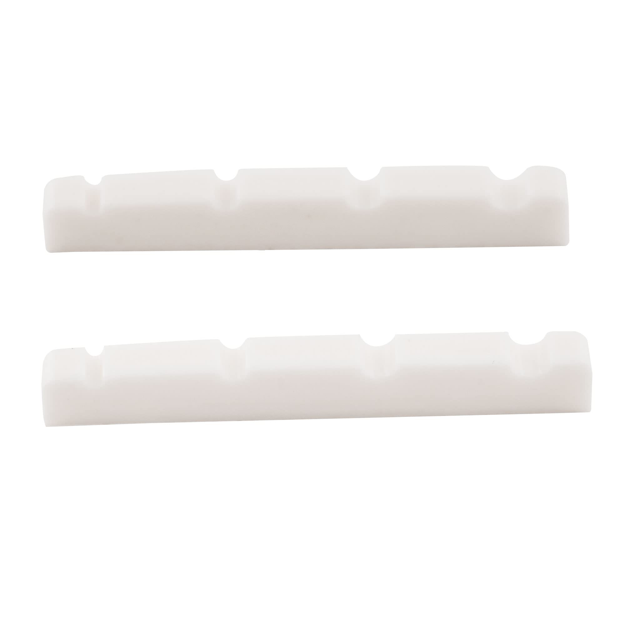 Musiclily Pro Urea Resin Plastic 40mm Slotted Jazz Bass Nuts Flat Bottom for 4-string J Bass, White(Set of 2)