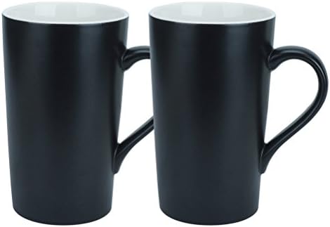 YINUOWEI Simple Pure White Large Ceramic Coffee Milk Cup Porcelain Mugs, 16oz, Black