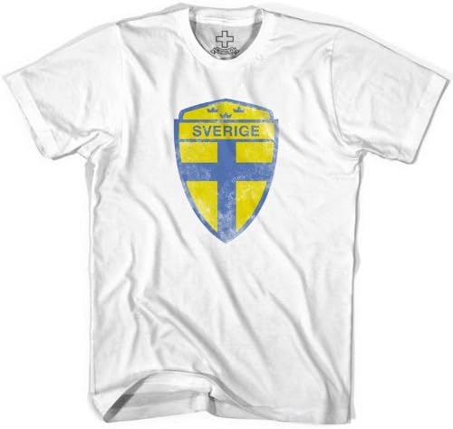 Sweden Sverige Crest Soccer T-shirt, White, Small