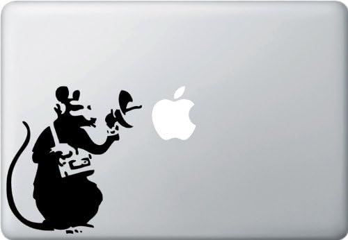 Yadda-Yadda Design Co. The Recording Rat - Sound Rat - Banksy Style Vinyl Laptop or MacBook Decal (Black)