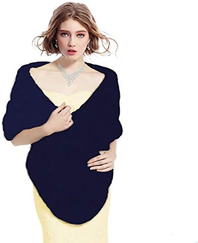 Faux Fur Shawl Wrap Shrug Stole for Women’s Winter Bridal Wedding Prom Cover Up (Multi-Color)